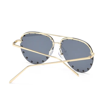 ROYAL FATA Nit Oval ochelari de Soare 2020 Brand de Moda Designer Negru Roz Ochelari fără ramă Dublă Pod Cadru Oculos UV400 SS280