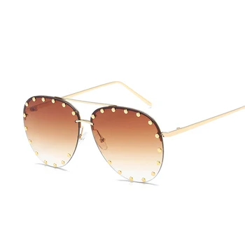 ROYAL FATA Nit Oval ochelari de Soare 2020 Brand de Moda Designer Negru Roz Ochelari fără ramă Dublă Pod Cadru Oculos UV400 SS280