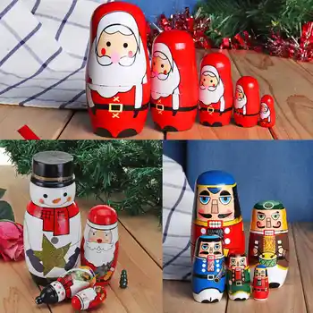 Rus Păpuși Matrioșka Manual Christams Santa Păpuși Cuiburi Set De Păpuși Matrioșka Jucării Decor Acasă Copii Cadou De Crăciun