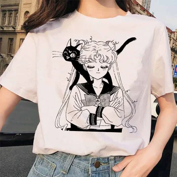 Sailor Moon 90 amuzant Tricou Harajuku haine Tricou Estetic cat Anime Femei Feminin Drăguț T-shirt Kawaii Teuri de Moda Ullzang