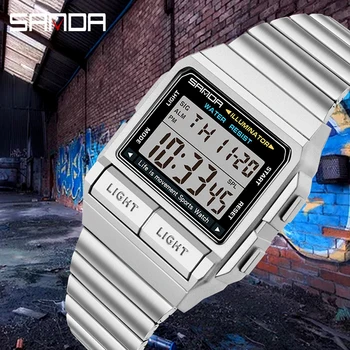 SANDA Lux Ceasuri Barbati Ceas Digital cu LED Bărbați apă până la 3atm Casual Impermeabil Ceas de mână din Oțel Inoxidabil Ceas Relogio Masculino