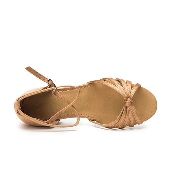 Sansha Copii Satin Pantofi latină Non-alunecare de piele de Căprioară Unic Toc Scăzut Tan/Gold Ballroom Salsa rochii Dans Pantofi Pentru Fete BK13026S