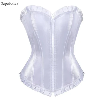 Sapubonva femei alb-negru corsete și bustiers topuri plus dimensiune lenjerie corset sexy slăbire brocart de zale overbust vintage