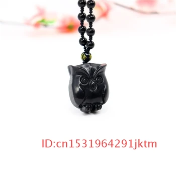 Sculptate De Moda Colier Obsidian Cadouri Negru Pandantiv Amuleta Bijuterii Charm Bufnita Jad Natural Chineză