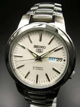 Seiko 5 barbati ceas automată SNKA01K1 dial oțel alb automat bărbați ceas cadran alb brățară din oțel inoxidabil