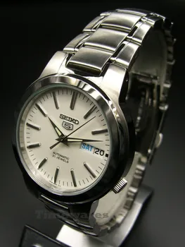 Seiko 5 barbati ceas automată SNKA01K1 dial oțel alb automat bărbați ceas cadran alb brățară din oțel inoxidabil