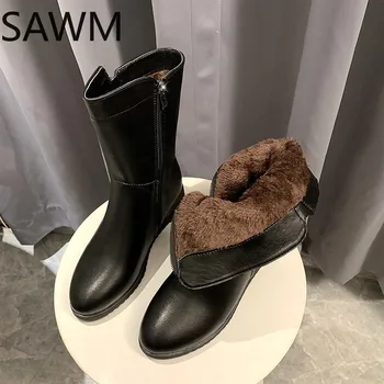 -seller New Femei Cizme de Iarna de Moda Pantofi Femei Cizme Plus de Pluș / Cald Cizme de Zapada pentru Femei Cizme Platforma de la Jumătatea vițel