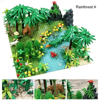 Selva Baseplates Bloc Ploaie Pădurilor Tropicale cu Plante și Animale Pentru Moc Nu Figura Dimensiuni 32x32