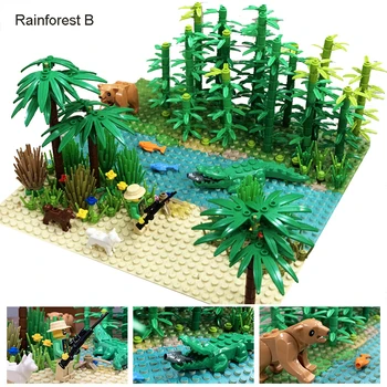 Selva Baseplates Bloc Ploaie Pădurilor Tropicale cu Plante și Animale Pentru Moc Nu Figura Dimensiuni 32x32