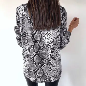Sexy Serpentine Imprimate Casual cu Maneca Lunga Camasa Buton de Primăvară de Moda Toamna Tricou Femei Tricou Galben Gri S-XL 2020 Fierbinte de Vânzare