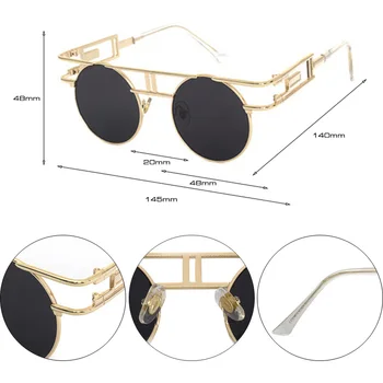 SHAUNA Clasic in stil Gotic Ochelari de Soare pentru Femei de Moda Cadru Metalic Steampunk ochelari de Soare Vintage Bărbați Rotund Punk Ochelari de soare uv400