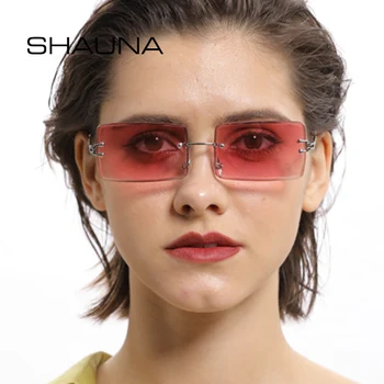 SHAUNA Moda Dreptunghi Gradient de ochelari de Soare Femei fără rame, Ochelari de Soare UV400