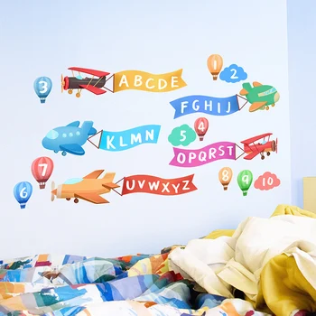 [shijuekongjian] Desene animate Avion Autocolant Perete DIY Steaguri Colorate Decalcomanii de Perete pentru Camera Copii Dormitor Copil Pepinieră Decorarea Casei
