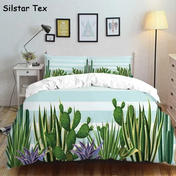Silstar Tex Tropicale Cactus lenjerie de Pat Set Verde de Acasă Moderne Quilt Capac Copil Carpetă Acopere Seturi Imprimate Foaie de Plat 3pcs