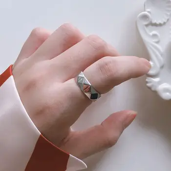 Silvology Argint 925 Tăiere Romb Inele Lucioase Elegante INS Japonia Coreea Style Inele pentru Femei Minimalist Bijuterii Cadou
