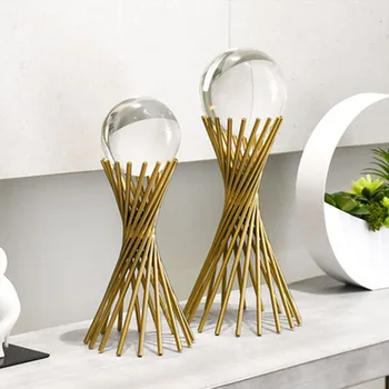 Simplitatea Moderne De Lux Glob De Cristal Metal Sculptura Abstractă Birou Meserii Cameră Decor Artware Acasă Decorare Cadouri De Afaceri
