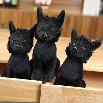 Simulare 3D Câine Negru Păpușă Jucărie de Pluș Chihuahua Papusa Rag Doll Amuzant Cadou de Ziua de nastere Băiat Perna Acasă Decorare Camera de zi
