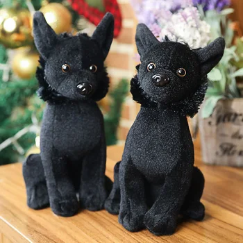 Simulare 3D Câine Negru Păpușă Jucărie de Pluș Chihuahua Papusa Rag Doll Amuzant Cadou de Ziua de nastere Băiat Perna Acasă Decorare Camera de zi