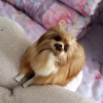 Simulare Pomeranian De Pluș Decor Câine Păpușă Jucărie Artizanat, Decorațiuni Interioare Model Animal Pentru Copii Cadouri