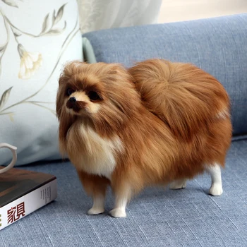 Simulare Pomeranian De Pluș Decor Câine Păpușă Jucărie Artizanat, Decorațiuni Interioare Model Animal Pentru Copii Cadouri