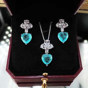 SINZRY nou design elegant de bijuterii tăiat cubic zirconiu in forma de inima bling pandantiv colier cercei set bijuterii pentru femei