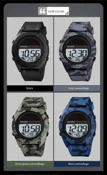 SKMEI Moda Ceas Sport Multi-Funcție de energia Solară Ceas cu Alarma Ceas rezistent la apa 50M PU Curea Ceas Digital reloj hombre 1592