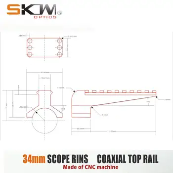 SKWGEAR Tactice 34mm domeniul de aplicare inele coaxiale feroviar 34 domeniul de Aplicare Picatinny feroviar Mil CNC riflescope 34MM muntele