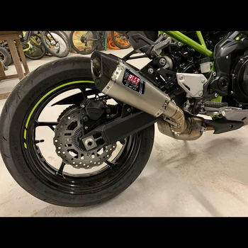 Slip-on motocicleta exhuast pentru Kawasaki Z900 2017-2020 mijlocul link adaptor țeavă cu DB killer fibra de Carbon scut termic