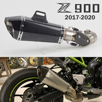 Slip-on motocicleta exhuast pentru Kawasaki Z900 2017-2020 mijlocul link adaptor țeavă cu DB killer fibra de Carbon scut termic