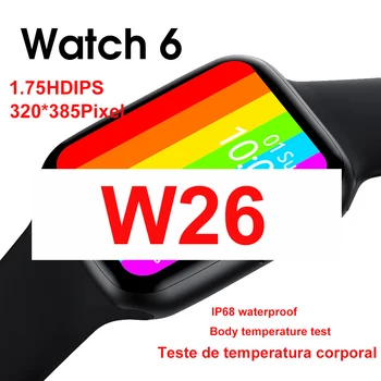 Smartwatch IWO W26 44mm Ceasul 6 Bluetooth Ceas Inteligent Termometru ECG Ritm Cardiac Temperatura IP68 rezistent la apa PK IWO 8 13 12