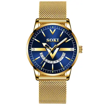 SOKI Moda Mens Ceasuri de Top de Brand de Lux Ceas de mână Cuarț Ceas de Ceas Albastru Bărbați Impermeabil Sport Cronograf Relogio Masculino
