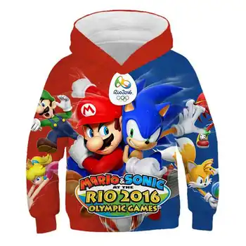 Sonic Ariciul hanorace pentru fete adolescente Mario toamna 3D pentru Copii haina Pulover Hanorac Trening copii haine Anime topuri