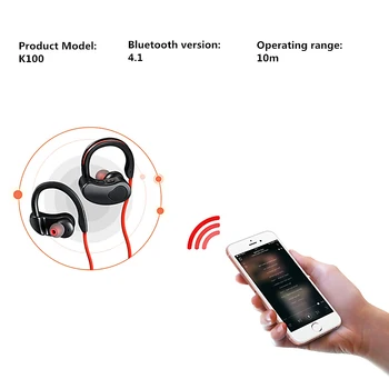 Sport Bluetooth Căști fără Fir, Căști setul cu Cască Bluetooth rezistent la apa de reducere a zgomotului cu Microfon pentru android și ios telefoane