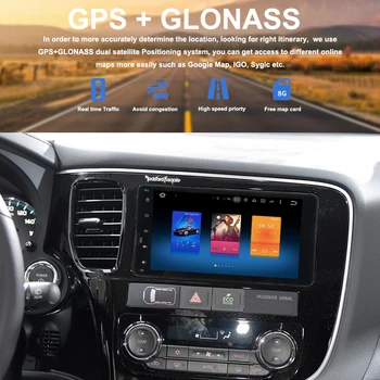 Stereo Capul Unitatea 2 Din Android GPS pentru Mitsubishi lancer, outlander, ASX auto-radio navigație Glonass 4Gb+32Gb Android PX5 8-Core
