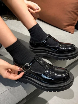 Stil britanic pantofi din piele femei 2020 toamna colegiu nou stil de moda fund gros rotund toe pantofi