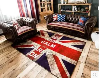 Stil britanic UK flag scurt de pluș covor covor camera de zi dormitor cafea, fețe de masă non alunecare covor de interior