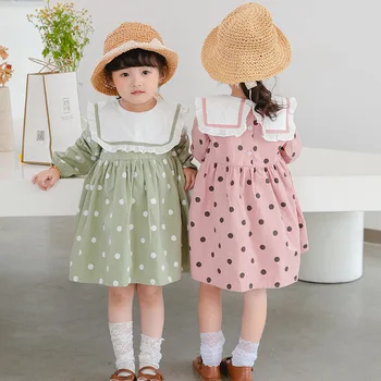 Stil coreean Fete Rochie cu Maneci Lungi Oală Imprimate Rochii de Prințesă Drăguț Rochie de Fată RT845