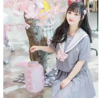 Stil Japonez Scoala Uniforme Fete Sakura Embroideried 2021 Primăvară Liceu Femeile Noutate Marinar Costume Uniforme