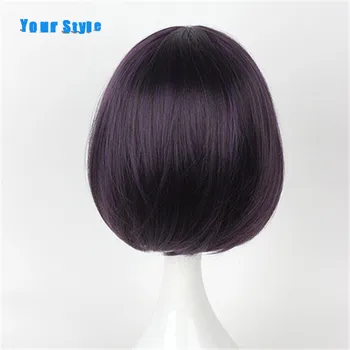 Stilul Sintetic Drept Scurt Stil BOB Cosplay Plin de Păr Peruci Femei de Culoare Violet Par Natural Peruci Temperatură Ridicată de Fibre