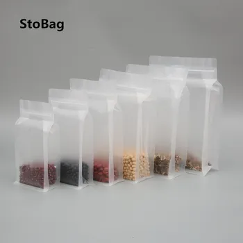 StoBag 50pcs Transparentă Mată Octogon Pungi de Plastic Sigilate cu Fundul Pătrat Auto-etanșare PE Fructe Uscate de Orez Alimente Pungi Sigilate