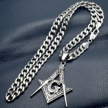 Sunet de argint Barbati din oțel Inoxidabil Francmasoneria Masonice Mason Pandantiv lanț colier