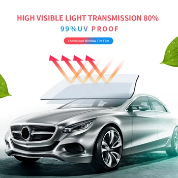 SUNICE 152X50CM 80% Lumină Vizibilă Fereastra Mașinii Filmul Nuanță Albastru Cameleon Confidențialitate Sticlă de Protecție de Film Adeziv UV-Dovada Folii Auto