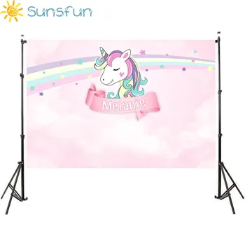 Sunsfun 7x5ft Stele Unicorn Flori, Fată, Fericit Ziua de Fundal de Design Original, Photocall Botezătorul Copil de Dus de Fundal