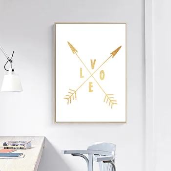 Săgeata De Aur Inima Motivational Poster De Perete De Arta De Imprimare Panza De Pictura Decorativa Imagine Nordic Stil Modern Decor Acasă