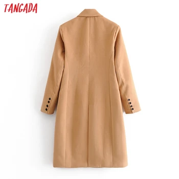 Tangada 2020 Toamna Iarna Femei Kahki Lână Coats Dublu Rânduri Birou Doamnă Elegant Solid Palton 3W18