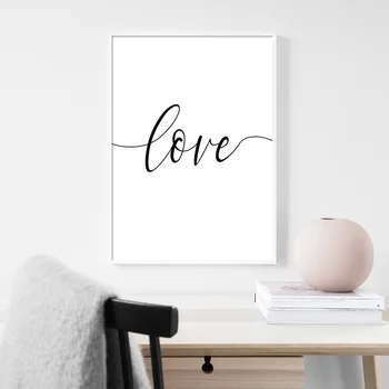Te iubesc Citate Romantice de Cuplu Poster Minimalist Canvas Wall Art Print Alb-Negru Imagine de Pictură Aniversare Cadou pentru Ea