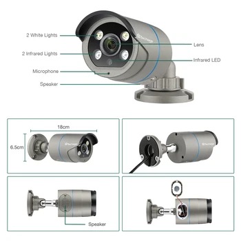 Techage H. 265 1080P 48V Camera POE IP cu Două sensuri Audio AI Omului Detectat 2MP Camera IP Onvif Impermeabil de Supraveghere Video CCTV POE