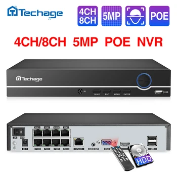 Techage H. 265 4CH 8CH 4MP 5MP 1080P POE NVR Audio de Supraveghere de Securitate Recorder Video de Rețea de Până la 16CH Pentru Camera IP POE