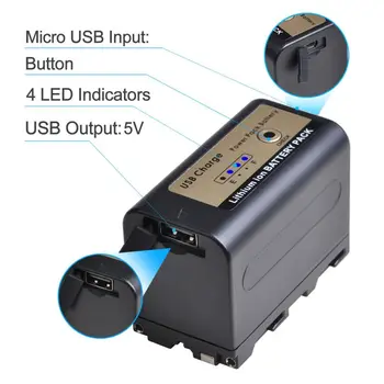 Tectra NP-F770 NP-F750 NPF770 f750 Baterie cu incarcare USB-Ieșire cu LED-uri Indicatoare de Putere Pentru Sony NP F970 F960 F770 F550 F570