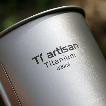 Tiartisan Ultralight Titan Cana Portabil Camping, Picnic Cana de Apa o Cana cu Mâner Pliabil 300ml / 350ml / 550ml / 650ml